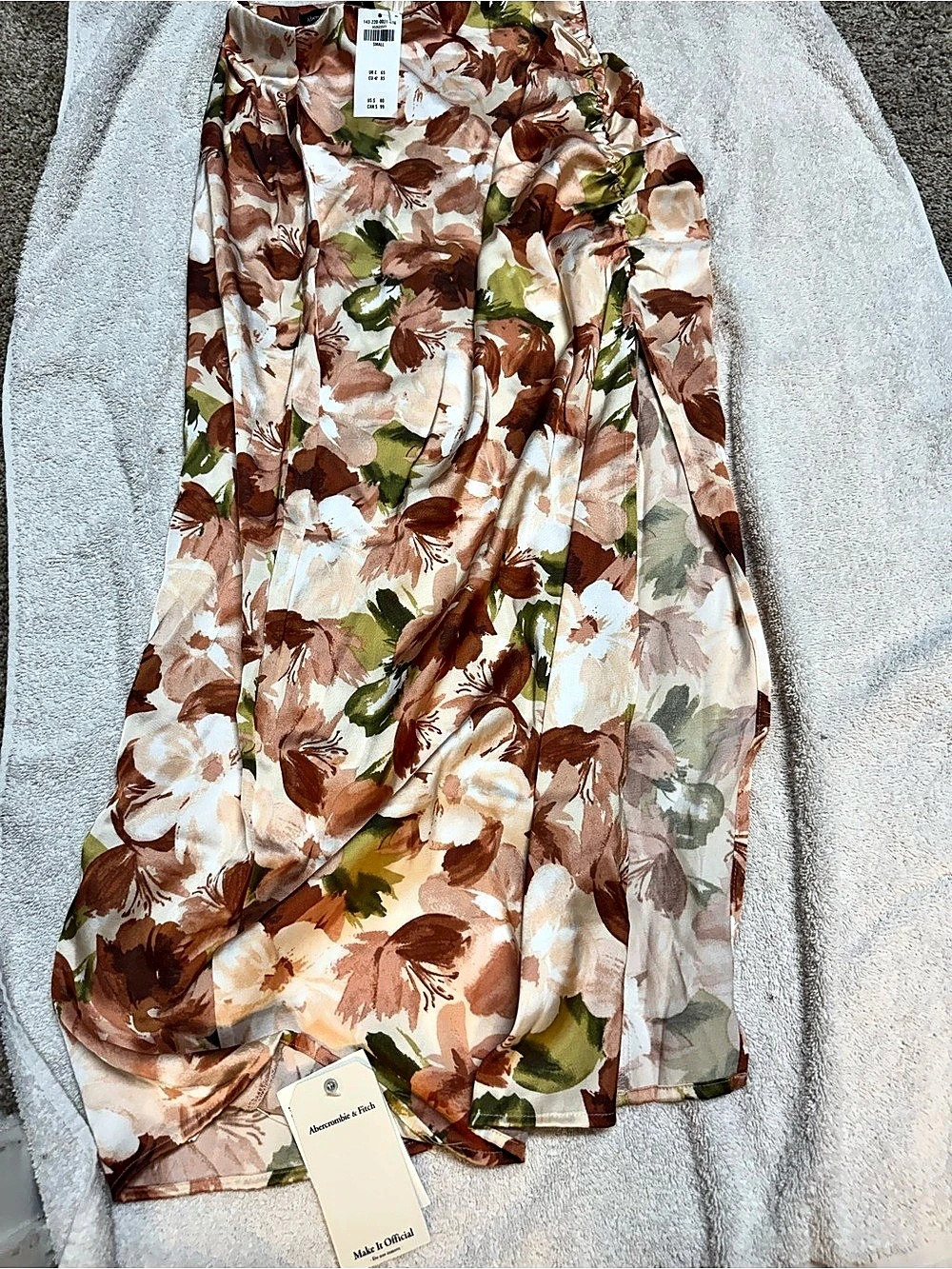 Abercrombie & Fitch Floral Midi Skirt in Brown & Green Size Small NWT